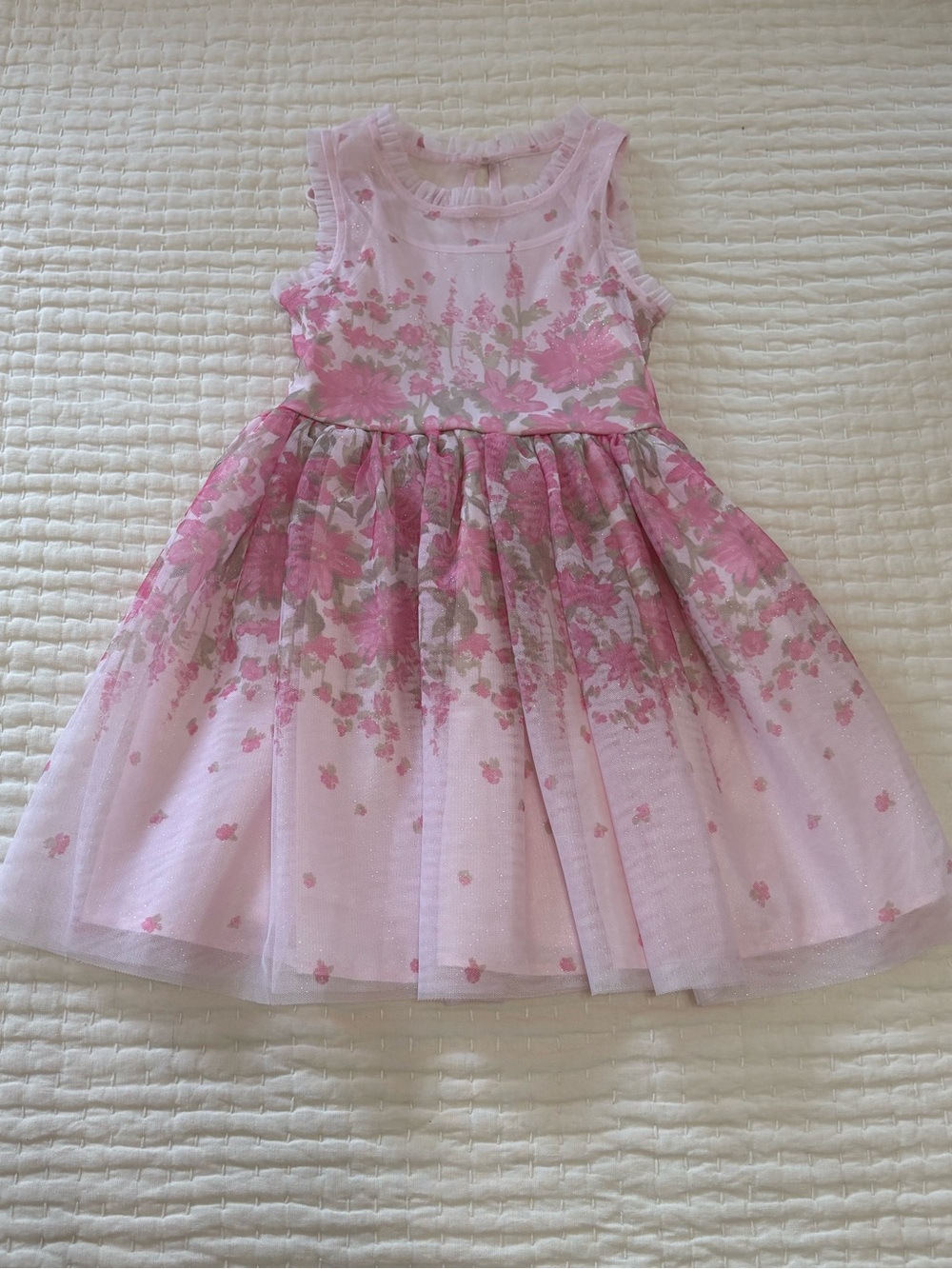 Zenzi Pink Floral Tulle Dress for Girls